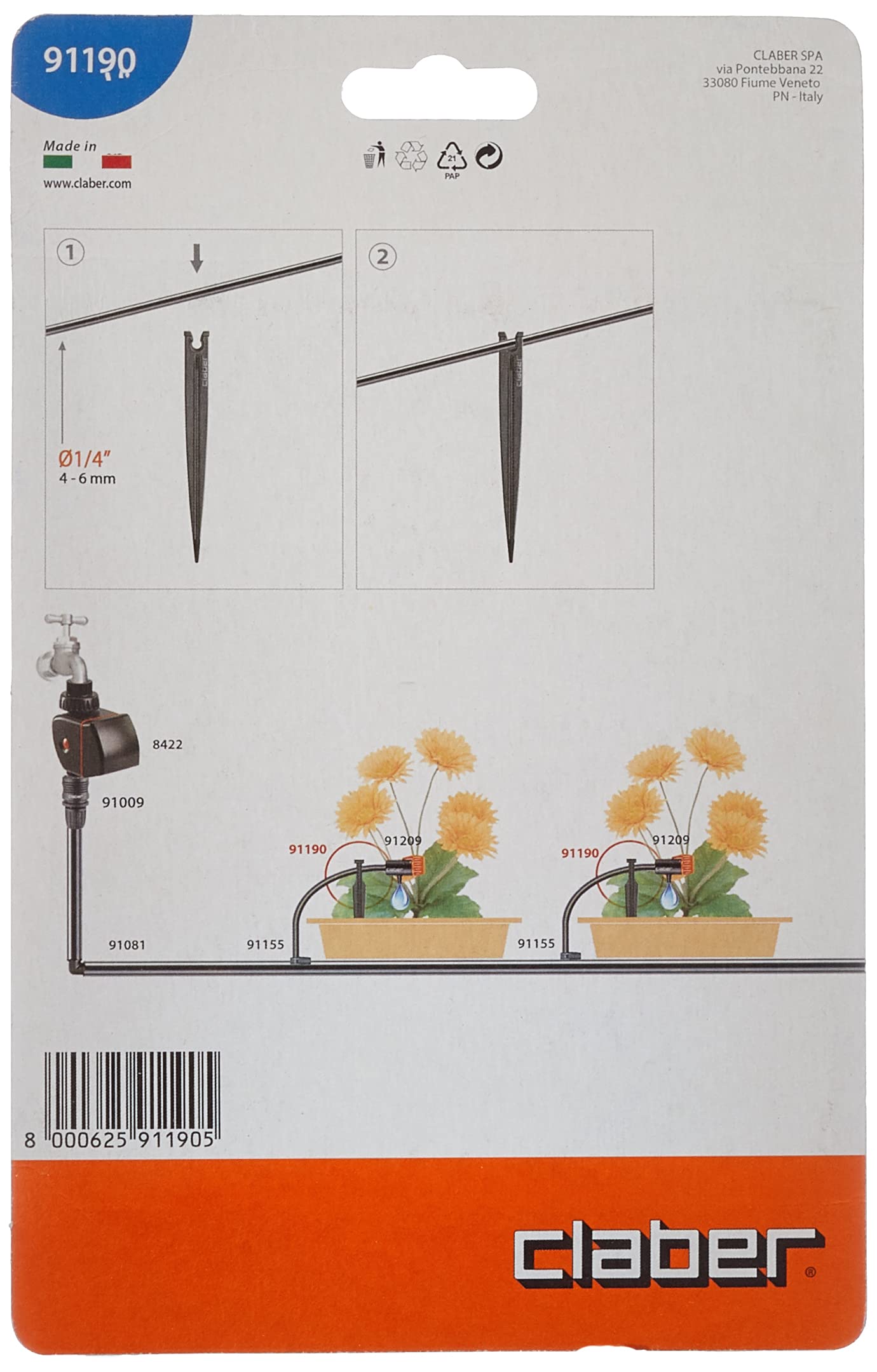 Claber 8061 Aqua-Magic Tank & 7806087 Accessori Rainjet Goccia 15 Picchetti