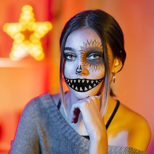 Miniatura 3 de 20 hojas de calcomanías de tatuaje de Halloween, realista, impermeable, aterradora, boca grande, calcomanías de maquillaje, tatuajes de Halloween,