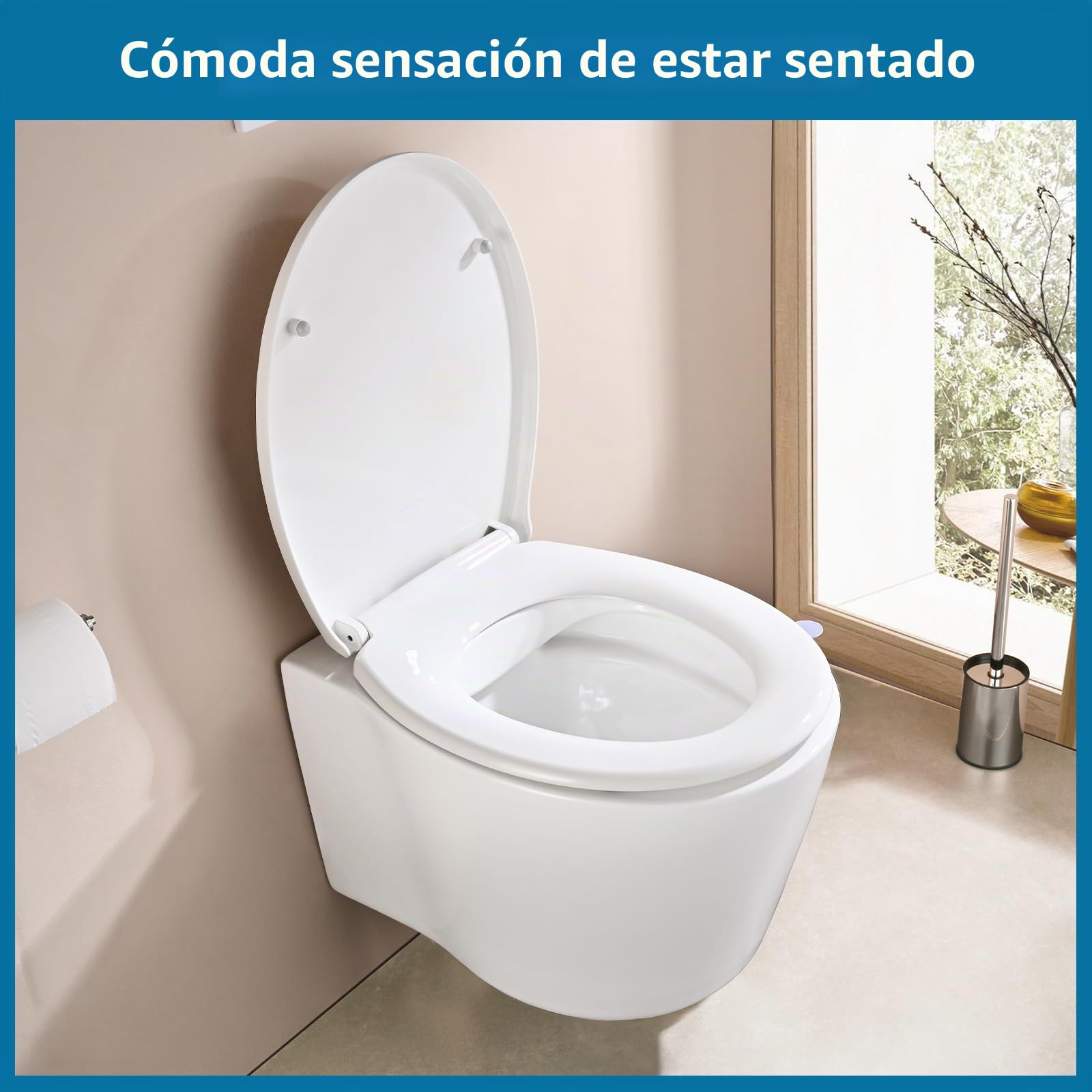 Tapa de WC en Forma de O con Cierre Suave y Liberación Rápida, Asiento de Inodoro de PP con Diseño en Rombos 3D, Incluye Plantilla de Instalación, 44,6 × 37,1 cm