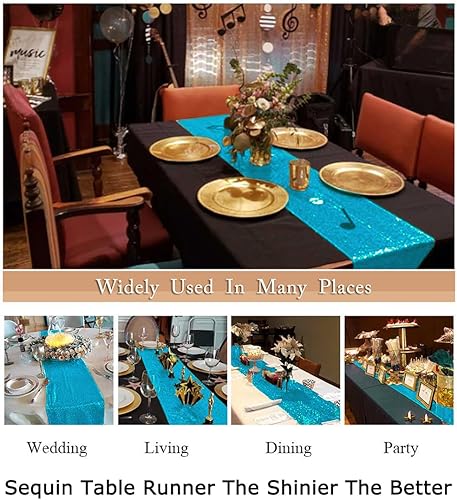 Vista 113 de Camino de mesa de lentejuelas doradas, 12 x 72 pulgadas, paquete de 15 caminos de mesa de boda con purpurina, camino de mesa dorado brillante