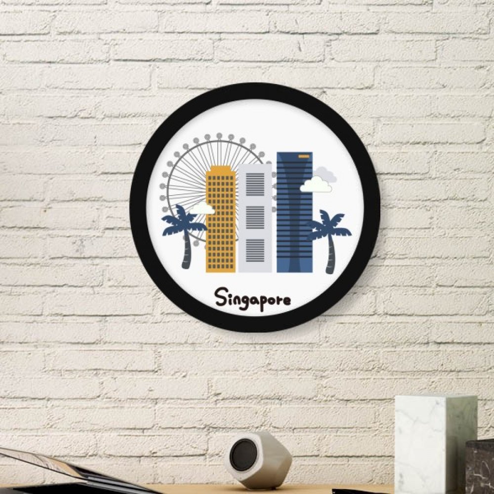 Stickers muraux Singapour avec cadre rond noir M pour sublimer un salon contemporain