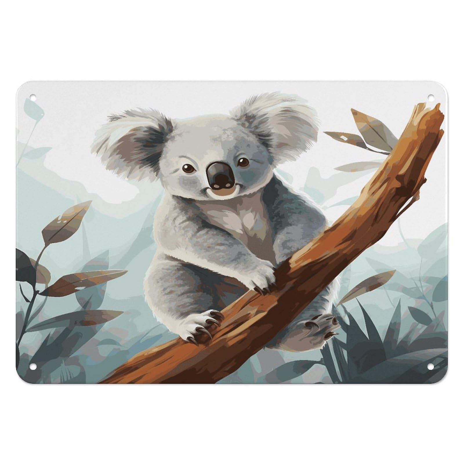 Fekiloot Style Koala And Butterfly Wall Decor Iron Painting Metal Sign