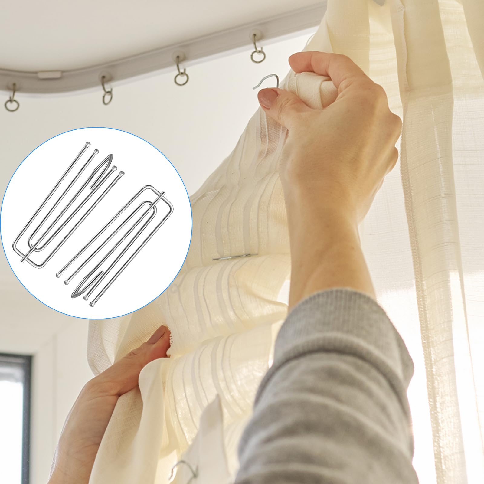 Gardinenhaken Edelstahl 60 Stück - Vorhanghaken Mit 4 Zinken Für Schienensysteme