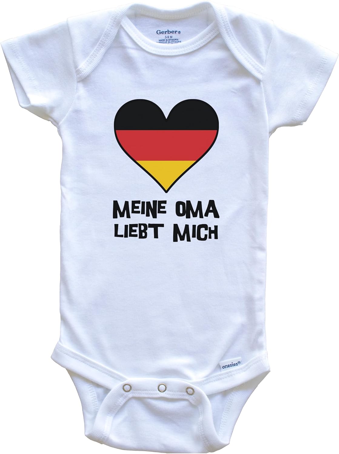 My Grandma Loves Me German Language Germany Flag Heart One Piece Baby Bodysuit - Meine Oma liebt mich