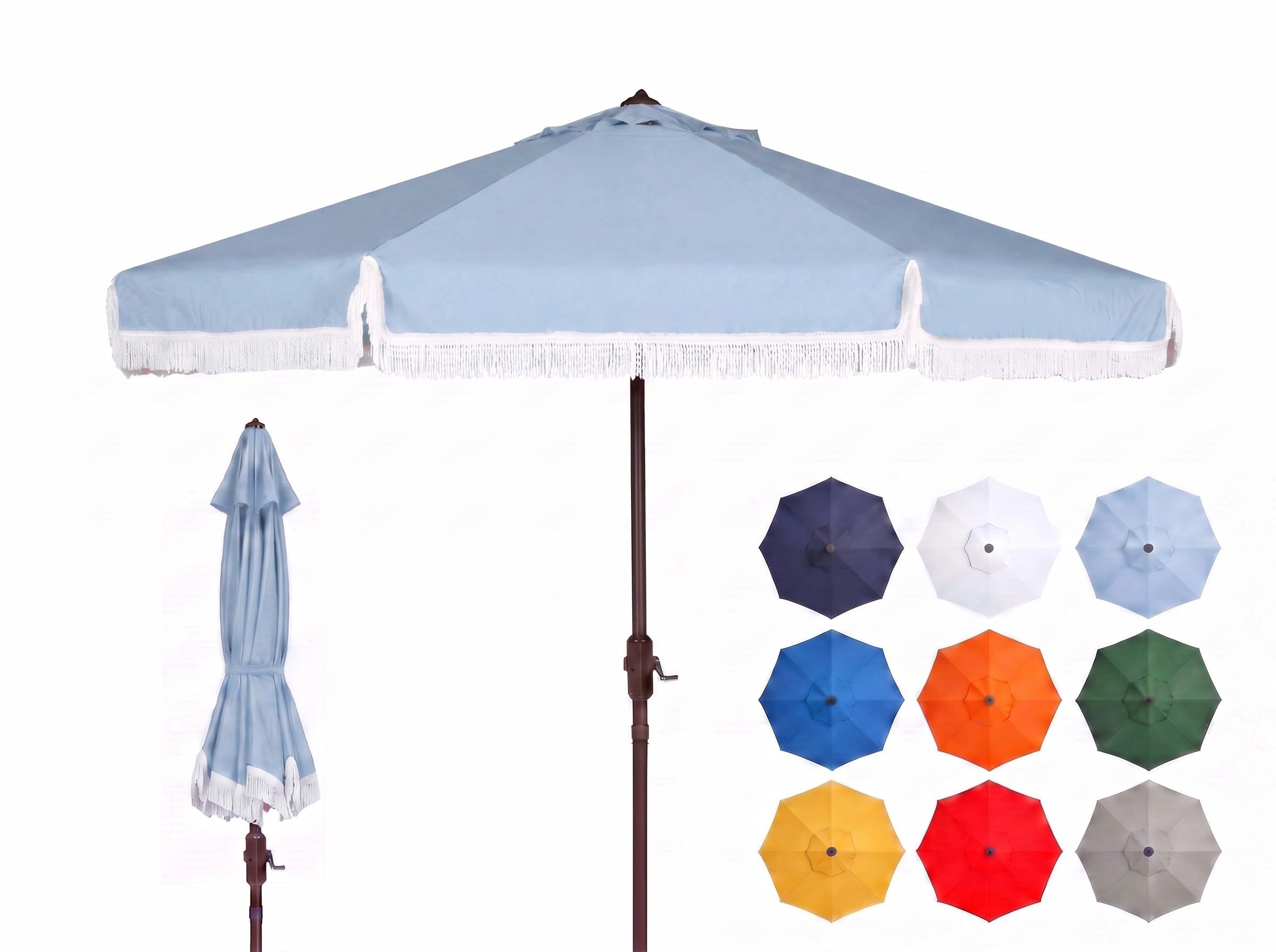 Safavieh Milan Fringe Navy and White 9Ft Umbrella