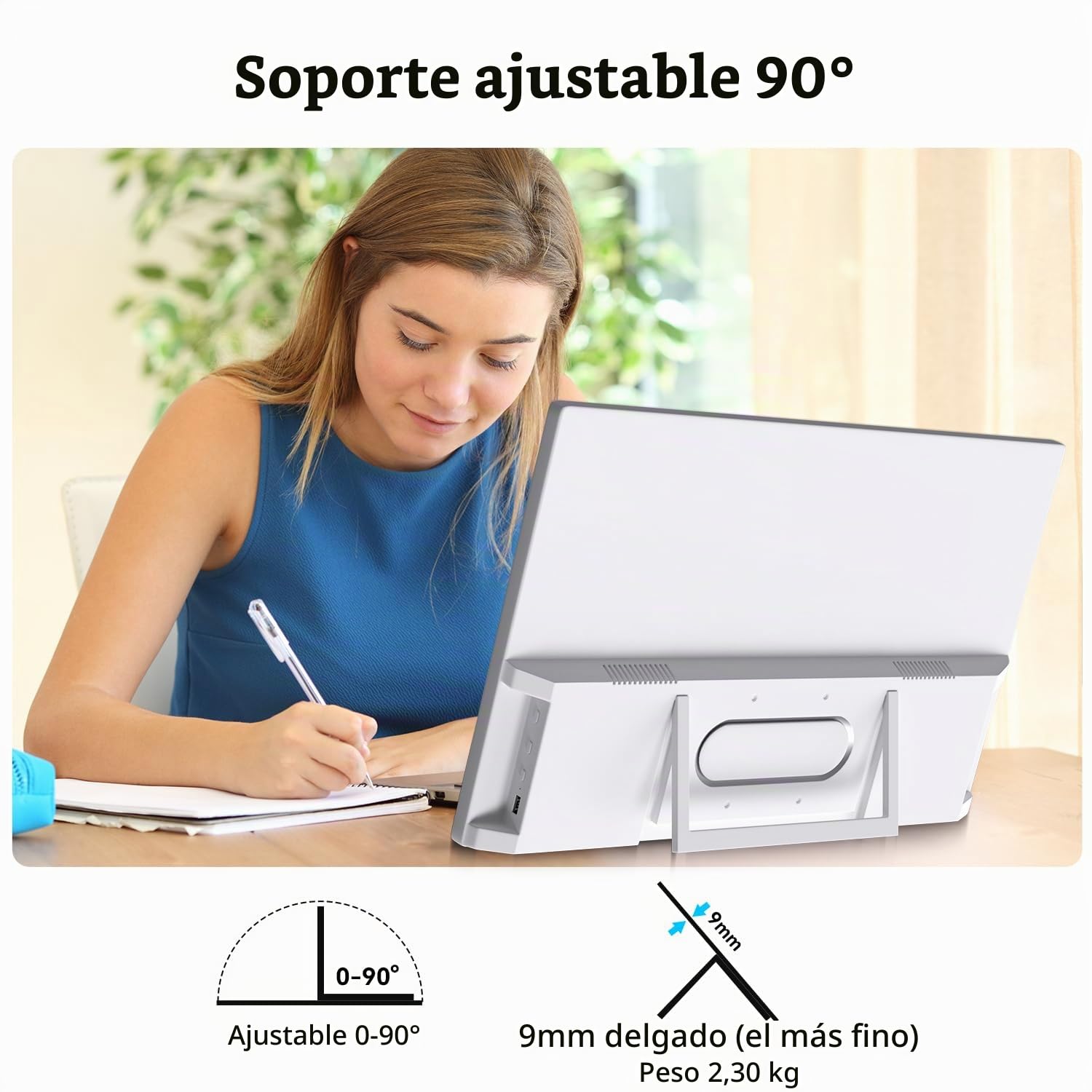 Monitor Táctil, 21.5 Pulgadas Pantalla Portátil 1080p con Soporte VESA