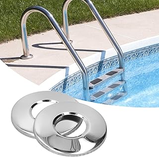 Para-choques de escada de piscina, 2 peças de placas de aço inoxidável para tubos de 4,8 cm de diâmetro interno, corrimão de piscina, escadas de piscina e capas de corrimão de piscina para piscinas enterradas
