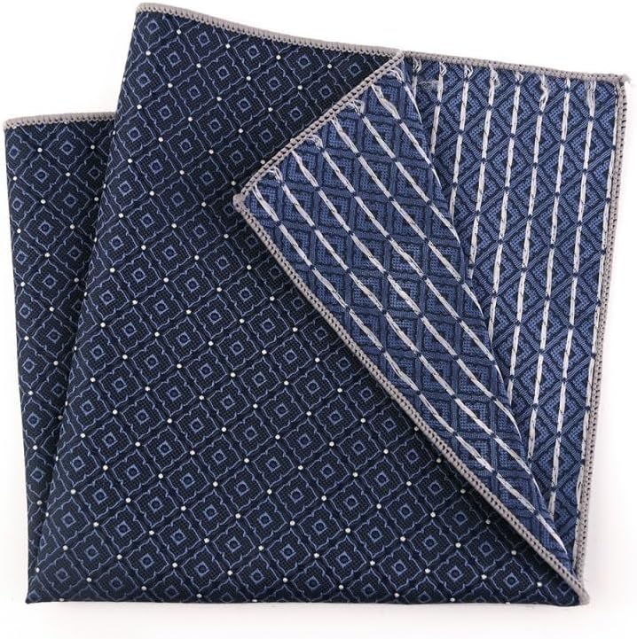 Men's Silk Business Suit Pocket Square Gentleman's Small Checkered Polka Dot Vintage Handkerchief