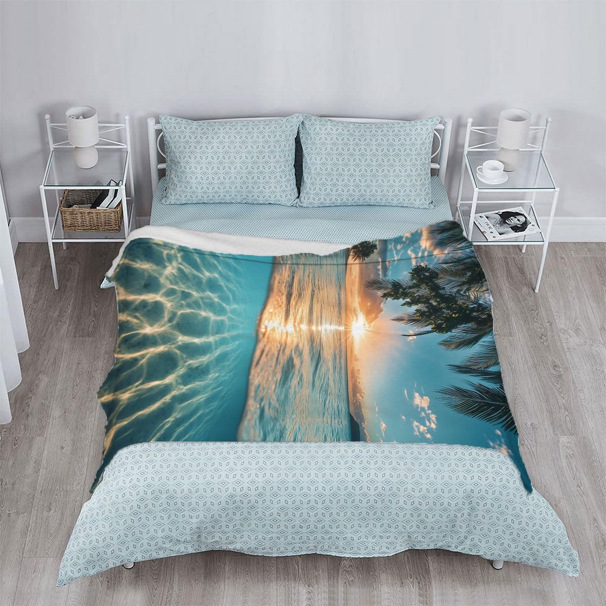Beach Sunset Blanket, Sunrise Summer Ocean Hawaiian Sea Wave, Soft and Cozy Fleece Blankets, Warm Throw for Women, Ultra Plush Blanket for Bed, Couch & Travel, Perfect Snuggly Gift for Her, 50" x 60"