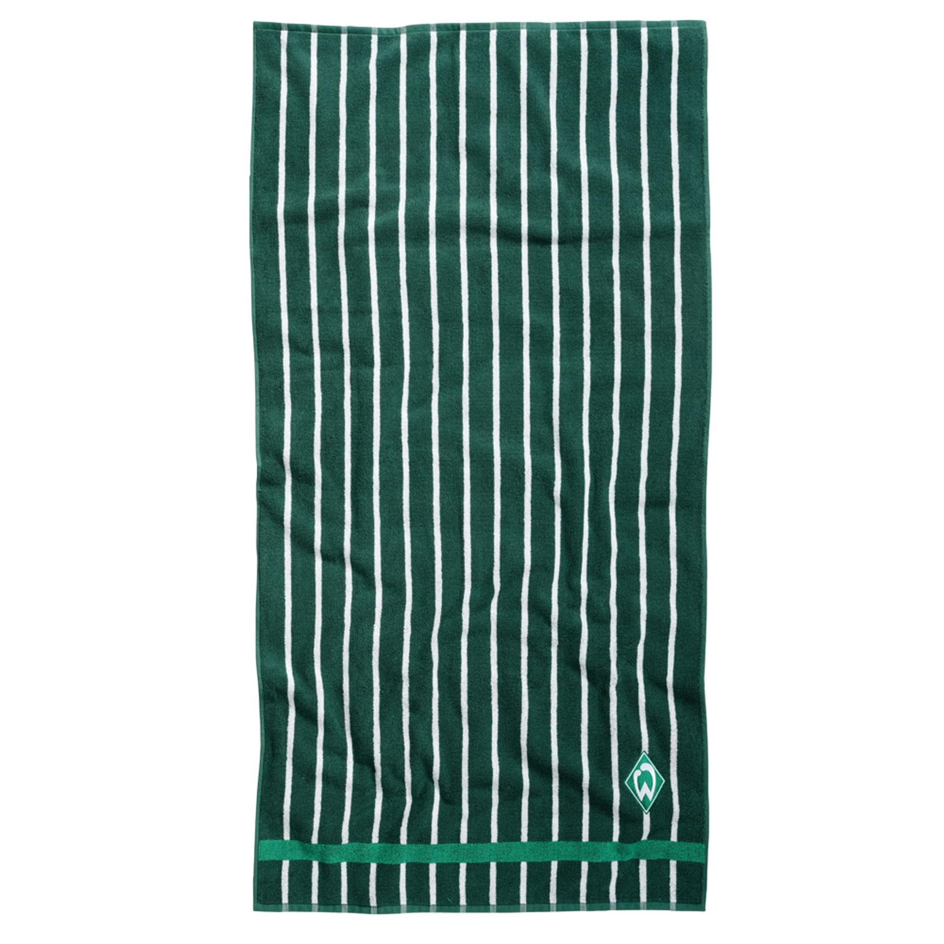 Toalla de ducha de Werder Bremen con rayas azules y blancas