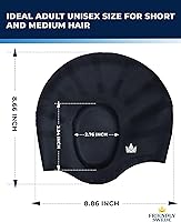 Vista 8 de The Friendly Swede Gorros de natación para mujeres y hombres, gorras de natación de silicona para cabello medio y largo; impermeables y mantienen