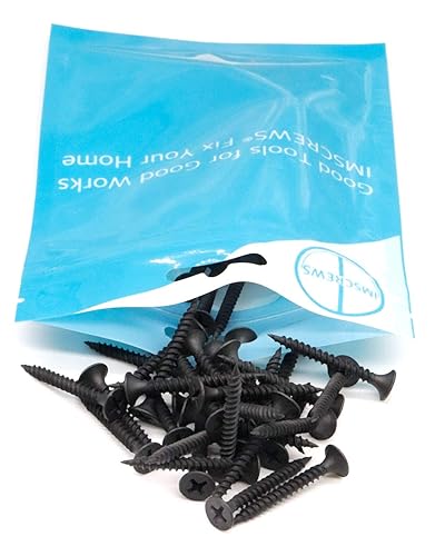 Miniatura 7 de IMSCREWS Tornillos negros #6 para paneles de yeso de 1-14 pulgadas, tornillos Phillips de cabeza plana, 100 unidades, tornillos de hoja con fosfato