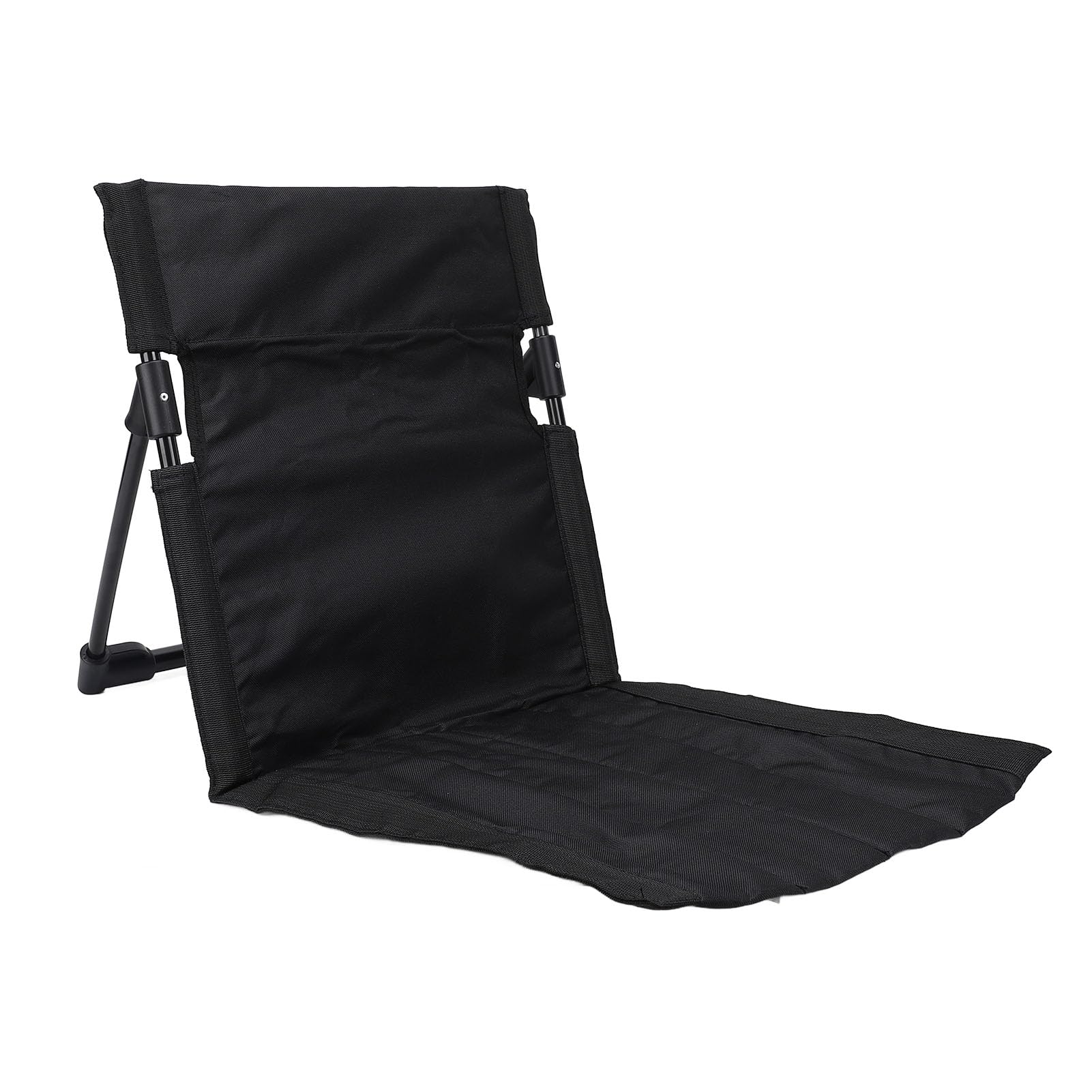 Leichter, Tragbarer, Zusammenklappbarer Bodenstuhl, Verstellbare Rückenlehne, Strand-Lounge-Stuhl für Outdoor-Camping-Angeln, Stuhl mit Rückenlehne (Black)