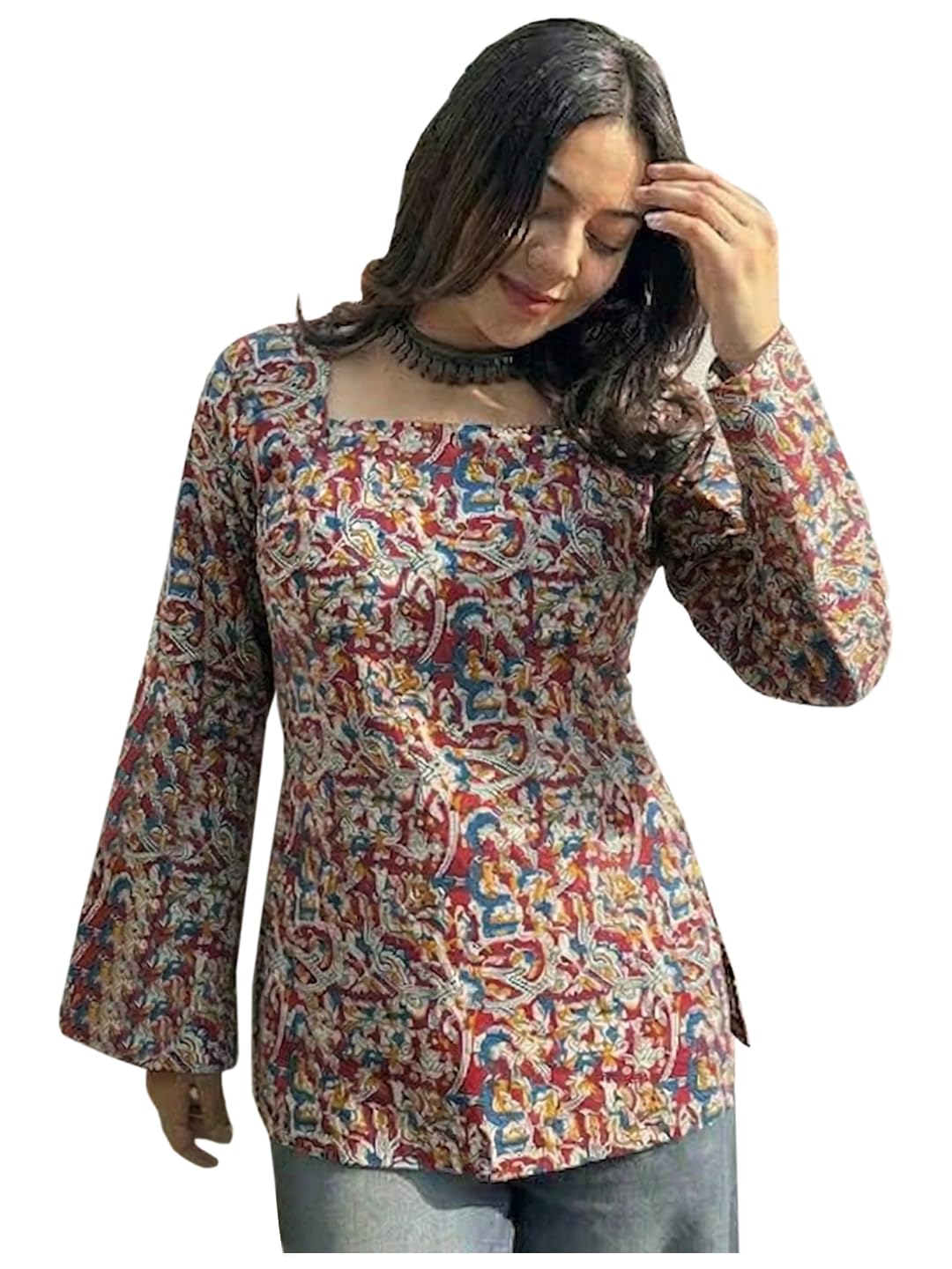 ANNI Designer Short Kurti for Women Latest Viscose Printed Ethnic Tunic | Stylish Kurti Tops with Jeans Styling | Casual Office Wear | Trendy Indian Fashion for Woman
