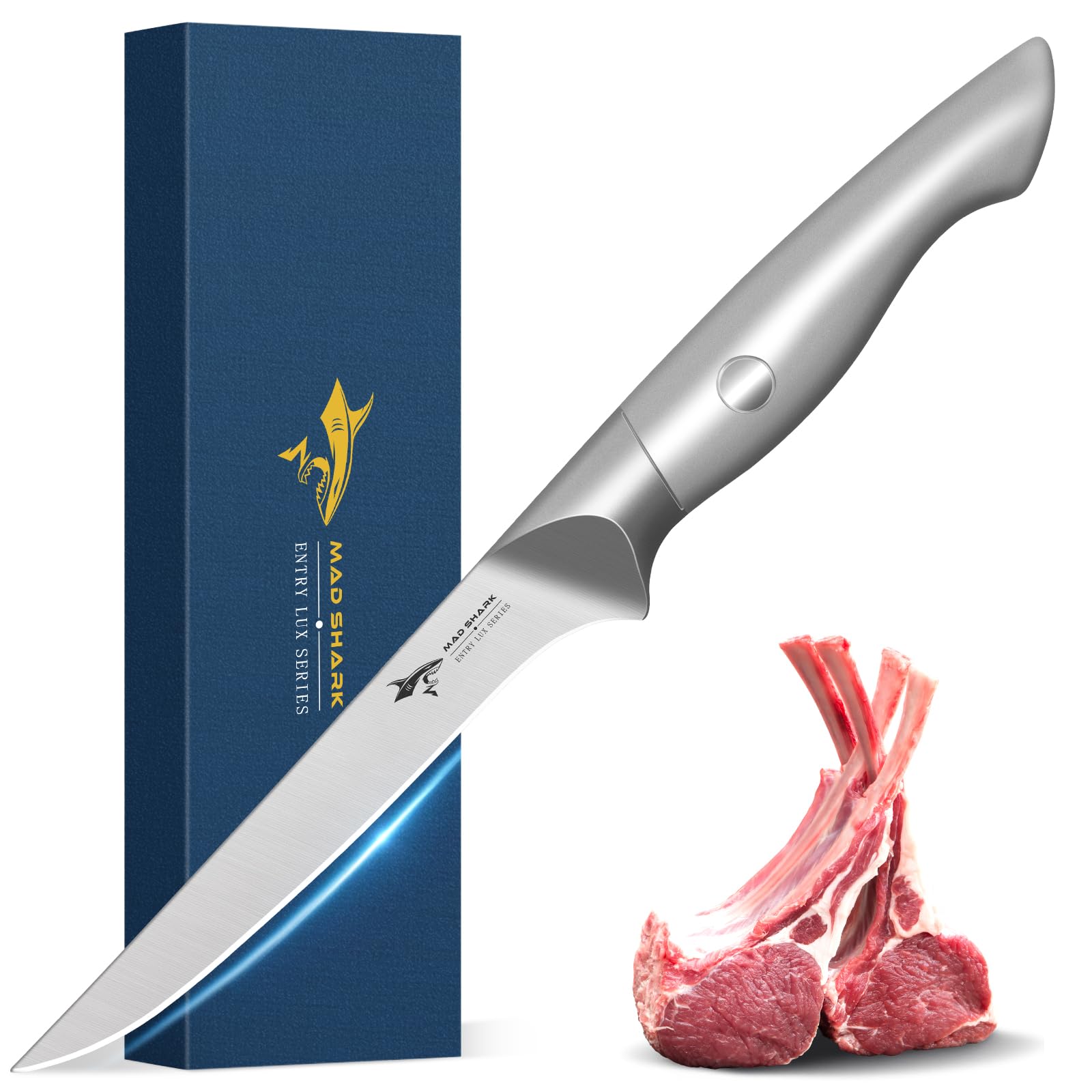 MAD SHARK Boning Knife for Meat Cutting 6 Inch, Professional Ultra Sharp Butcher, Deboning Knife, for Fish Fillet Bone Cutting
