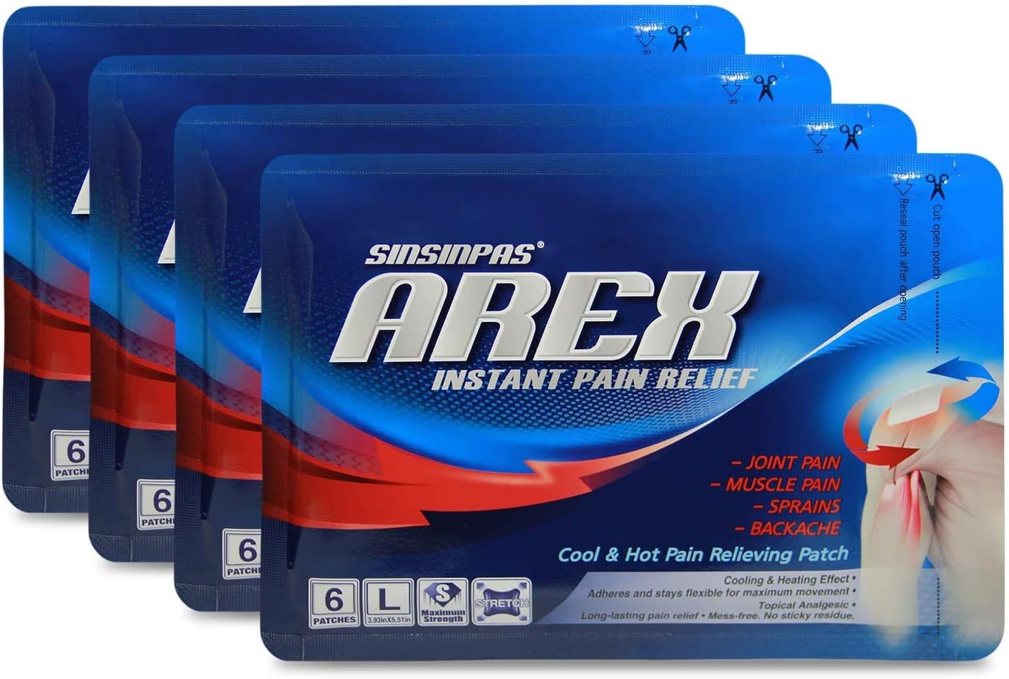 AREX Cool & Hot Pain Relieving Patch, Large 4 Pack (24 Patches Total)…