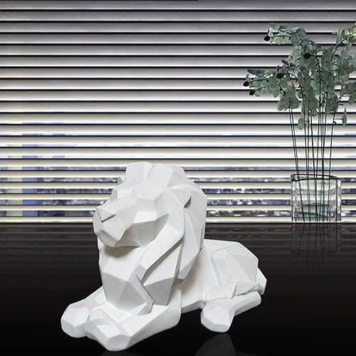 Miniatura 6 de Abstracto León Estatuas Mano Anhelada Animal Escultura De Resina Decoración Moderna Del Hogar Blanco