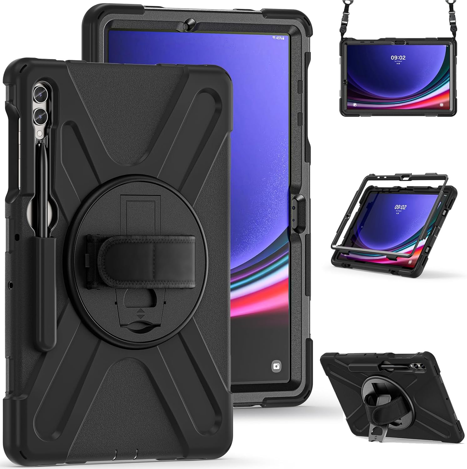ZenRich Rugged Case For Lenovo Tab P12 12.7 Inch - With Kickstand, Hand Strap & Shoulder Belt