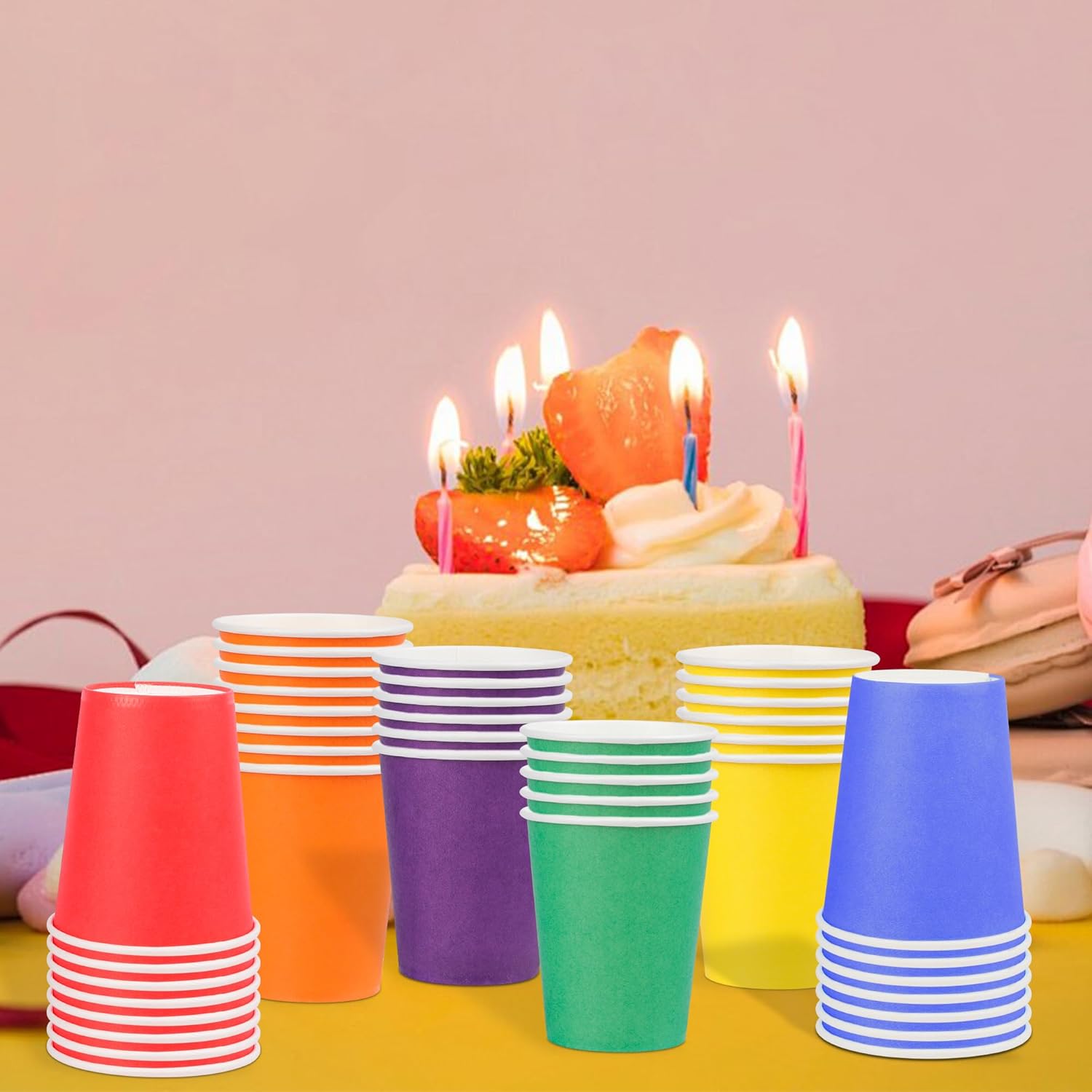 120-Pack 9 Oz Colored Paper Cups, Disposable Colorful Paper Cups, Suitable For Mini Paper Party Cups, Birthday Cups, Coffee, Holiday Parties, Diy, Office Drinking Cups (Multi-Color) - Image 7