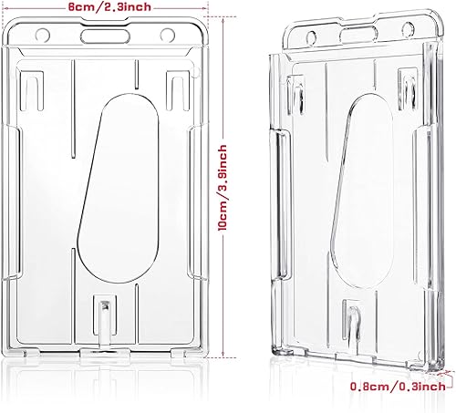 Miniatura 2 de 50 piezas verticales de 2 tarjetas de alta resistencia, plástico duro, plástico transparente, vertical, tarjetero de identificación, funda