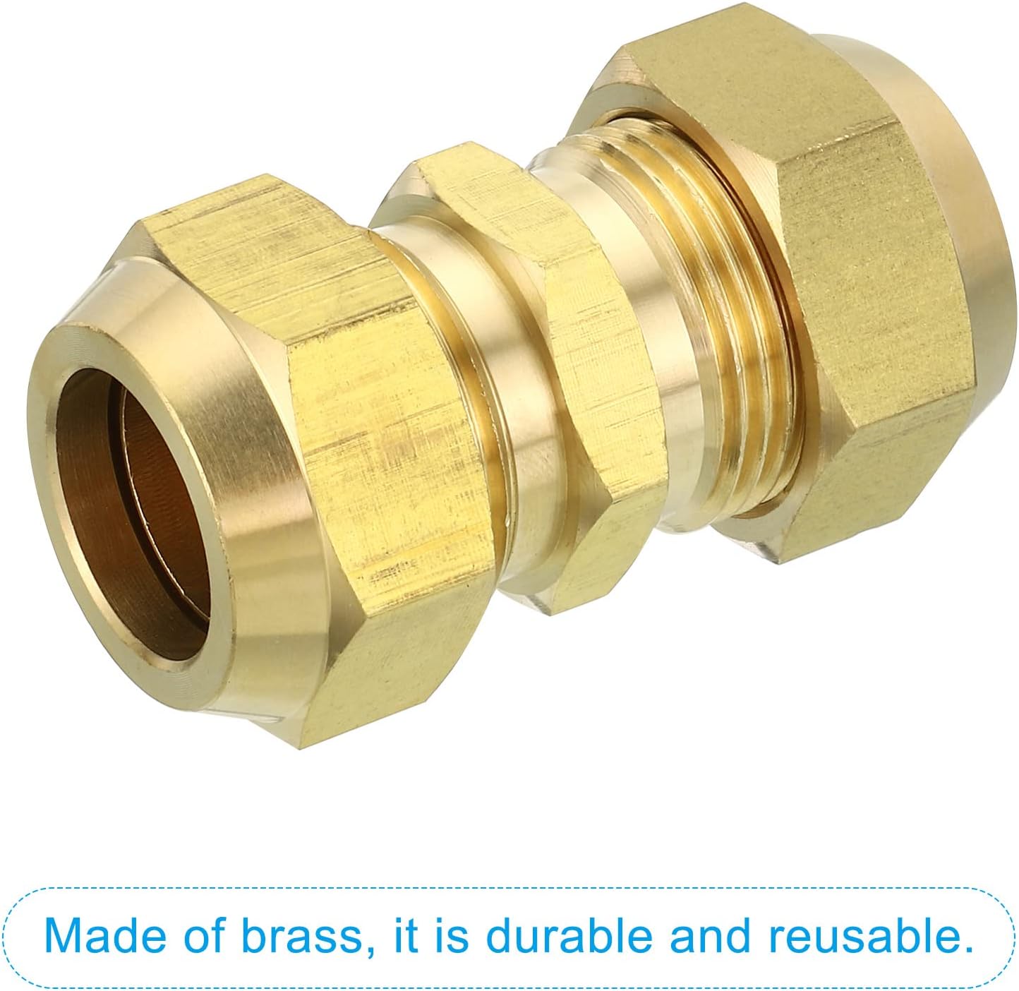 PATIKIL 3/4" OD Brass Flare Union Connector, 1 Set Air Conditioning Copper Double Pipe Extension Joint Connectors Pipe Hose Fitting with Nut, 1.85 x 1.06inch