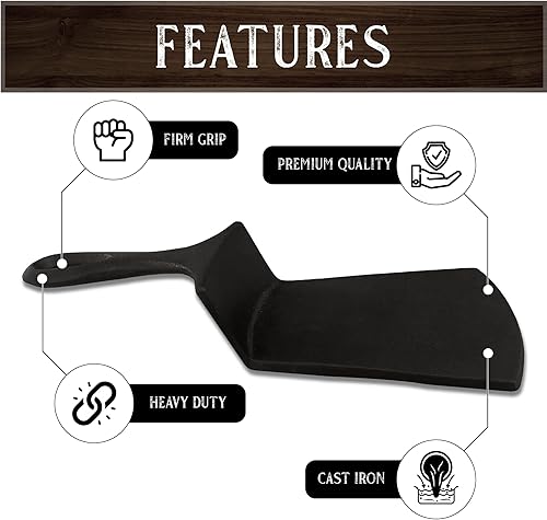 Miniatura 3 de USABEST - Espátula de hierro fundido prémium para hamburguesas, prensa trituradora, regalo único para cocinar y asar hamburguesas