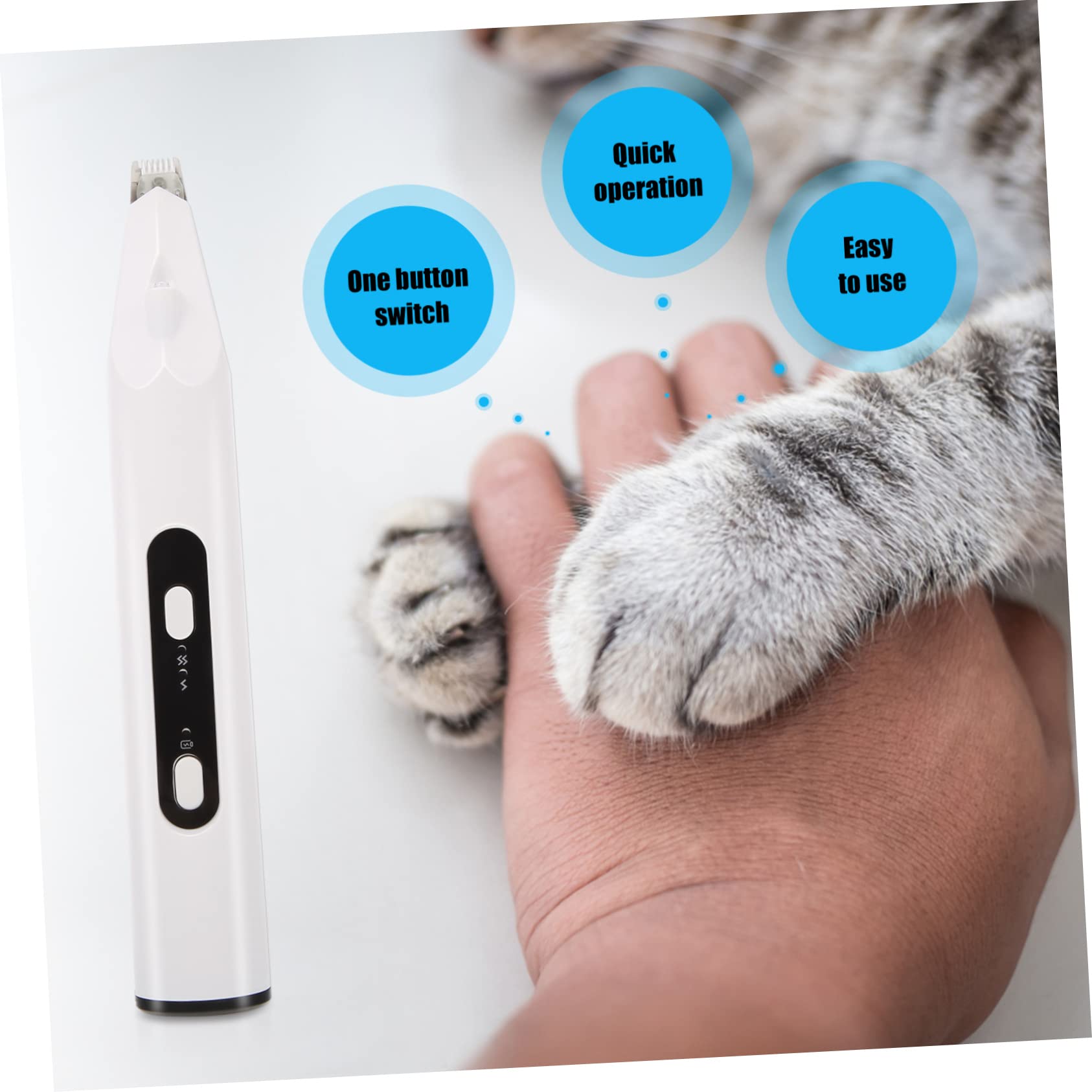 Recortadora Eléctrica Recargable para Pelo de Mascotas Cortapelos Seguro con Luz LED Diseño Cerámico para Uñas y Patas y Gatos