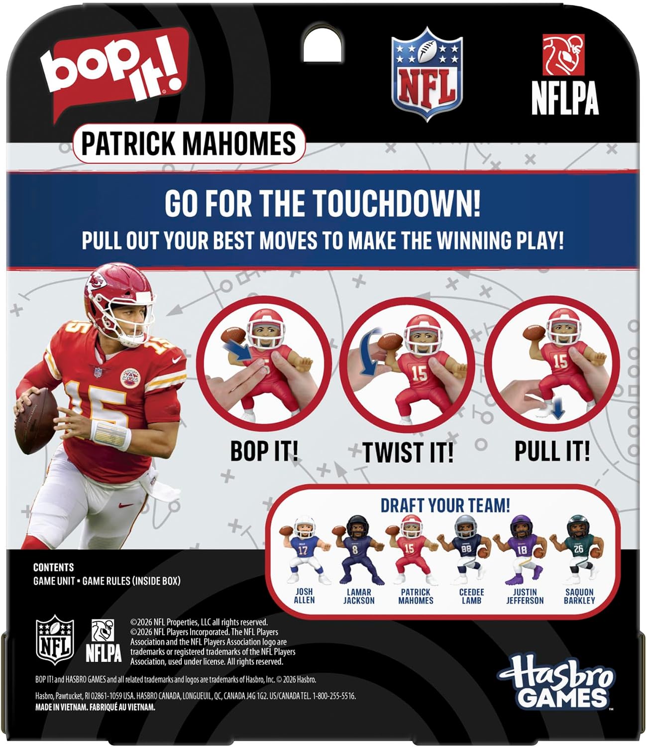 Hasbro Gaming Bop It! Patrick Mahomes Edition Game | Officially Licensed NFL Games for Kids & Teens | Ages 8+ | 1+ Players | Gifts for Football & Chiefs Fans