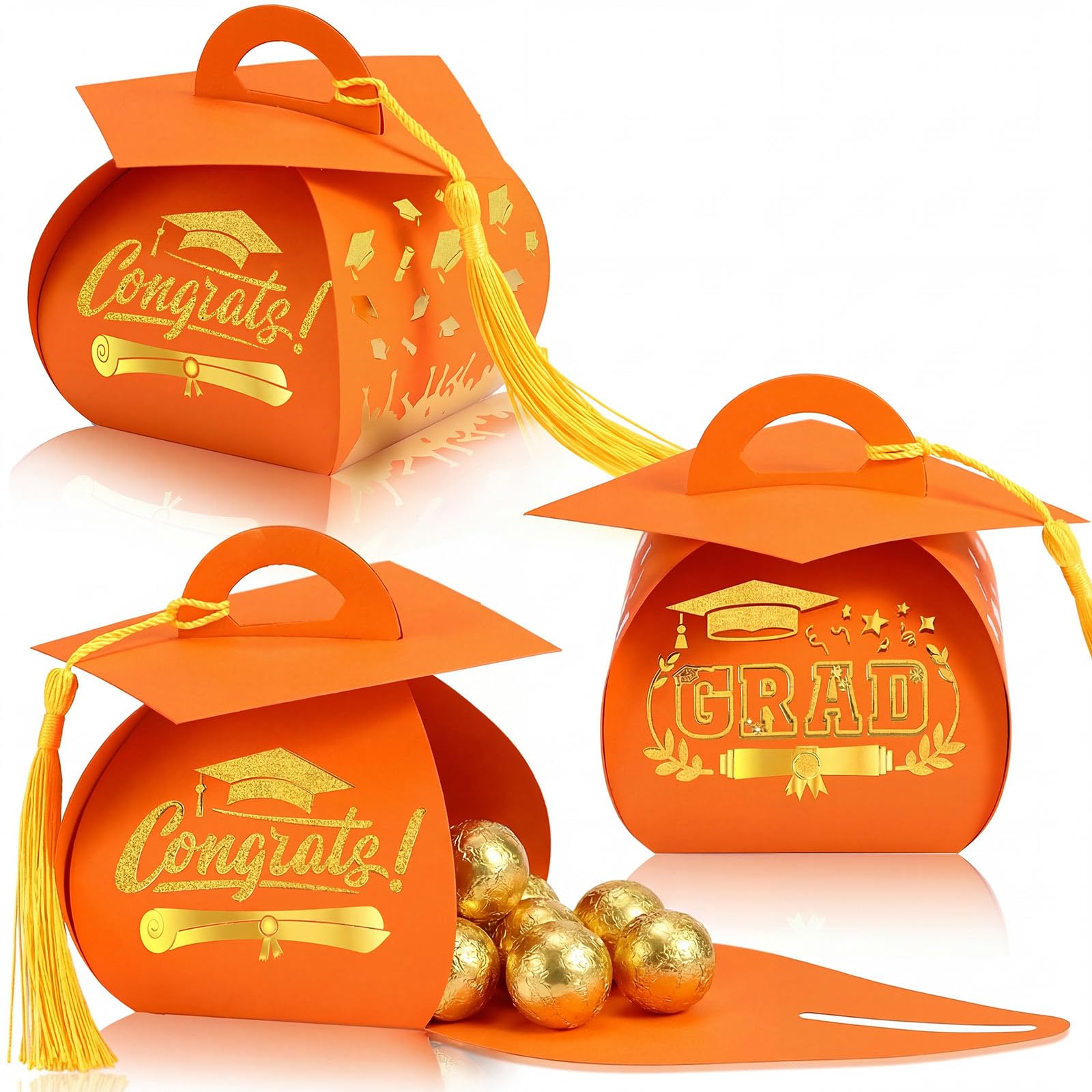 Spakon 30 Pcs Graduation Cap Gift Box Graduation Party Favors Candy Boxes Treat Box with Tassel Table Centerpieces Class of 2026 Grad Decorations(