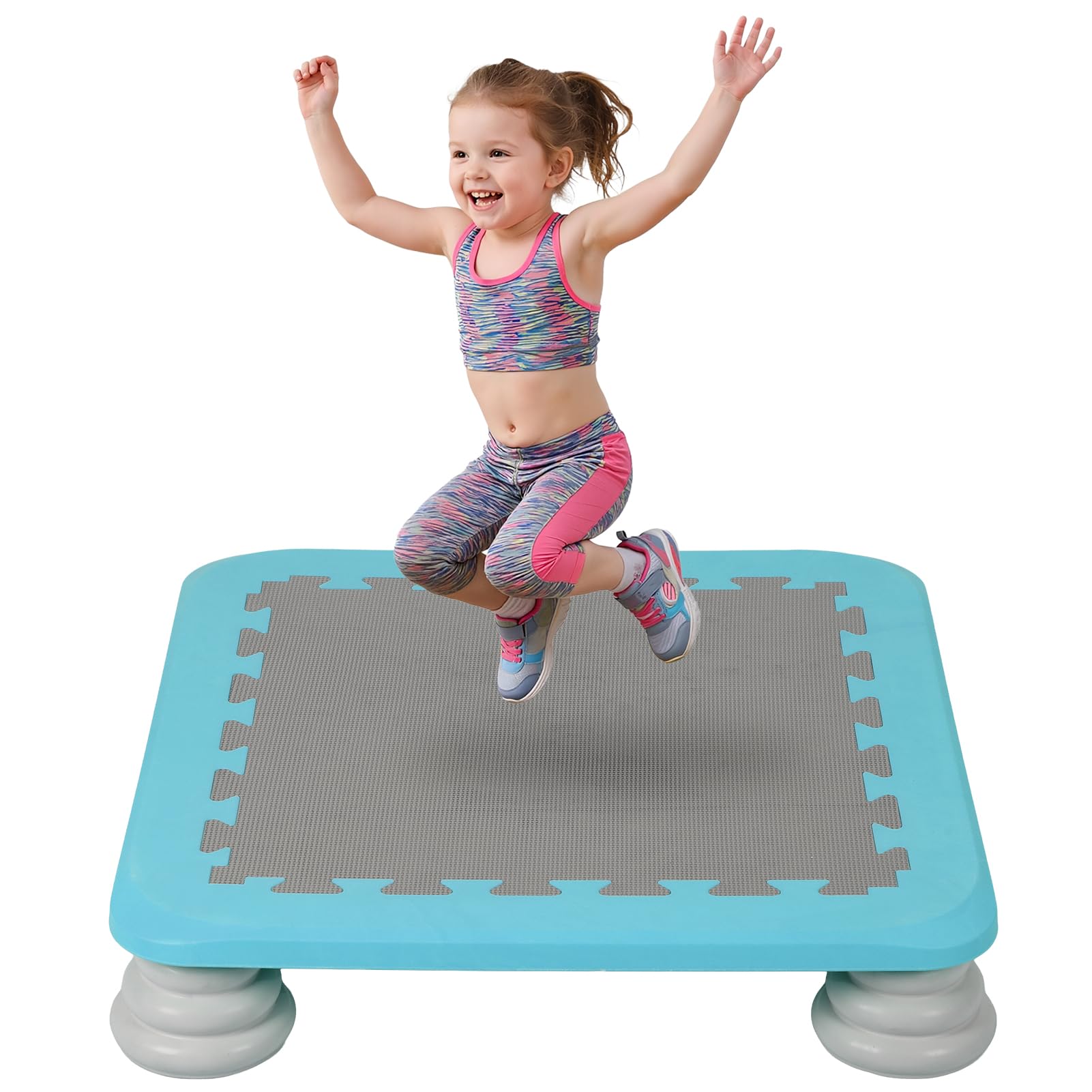 Mini trampolín para niños, rebote interior, trampolín sensorial antideslizante, tabla de rebote para entrenamiento de integración sensorial, juego activo compacto en interiores y exteriores, capacidad
