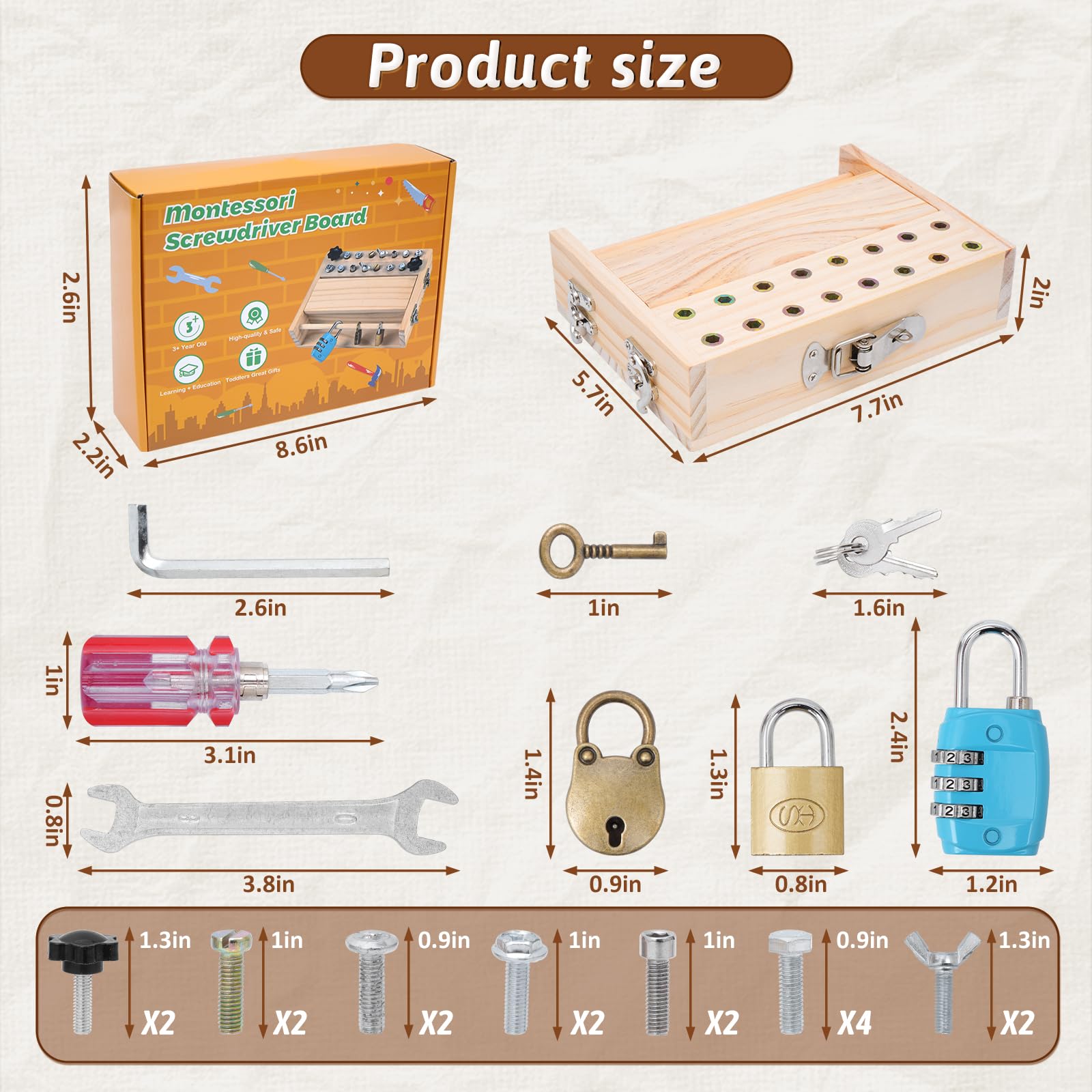 Montessori Jouet à partir de 3, 4, 5 Ans, Planche à Visser en Bois, Jouet de motricité en Bois, Tournevis Busy Board, Jouet éducatif, Cadeau pour Filles et garçons (Lot de 2)