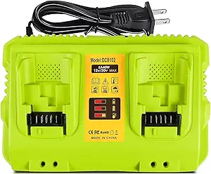 12/20V Max Battery Charger Replacement for Dewalt DCB102 Compatible with 12V 20V Max Lithium Battery DCB124 DCB203 DCB204 Flex DCB606, 2-Port Simultaneous Charging Green