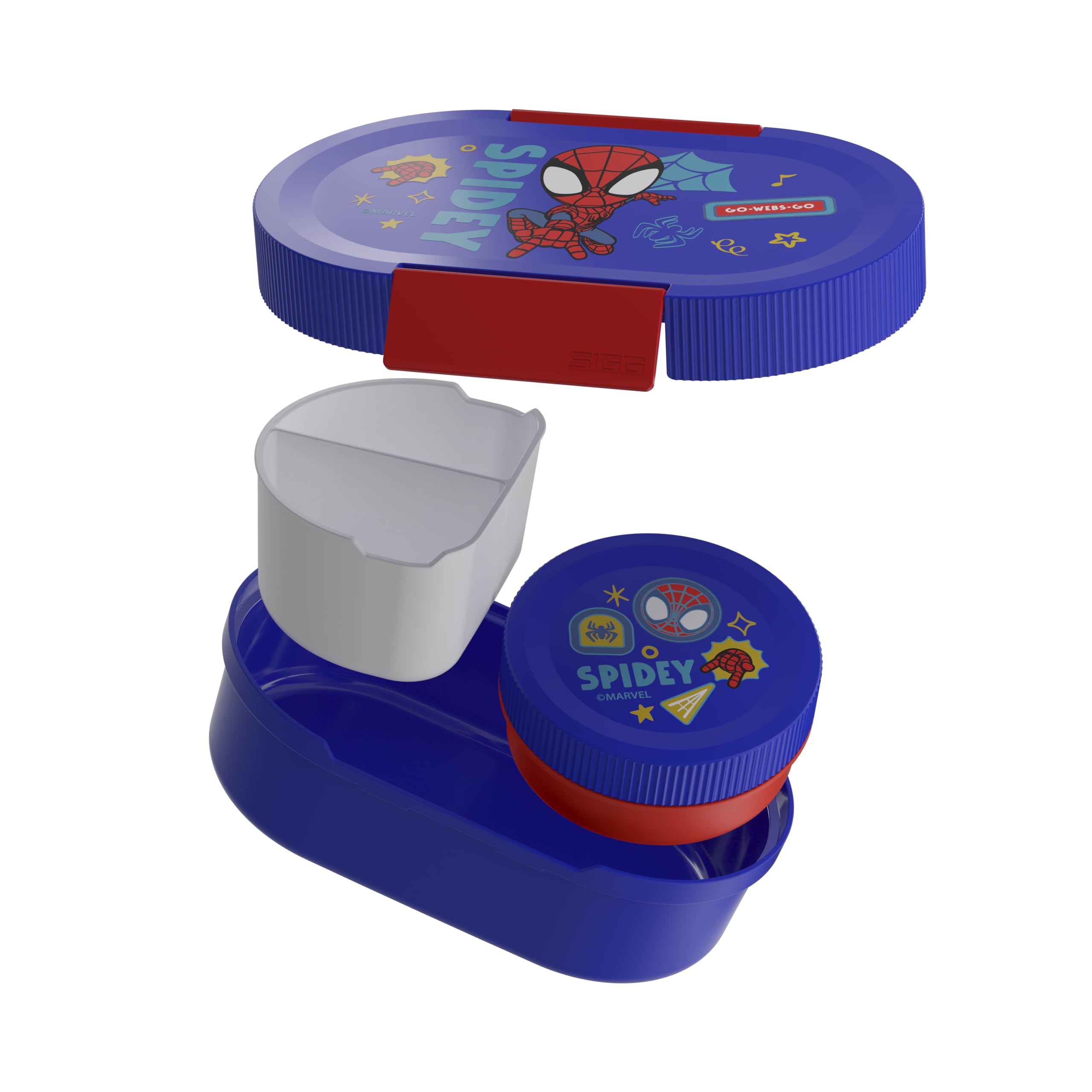 Sigg - Lumo Kids Disney Spidey Plus Lunch Box - Inner Tray & Leak-Proof Snack Box - Microwave & Dishwasher Safe - BPA-Free - Lightweight - for School, Nursery & Leisure - Blue - 800 ml