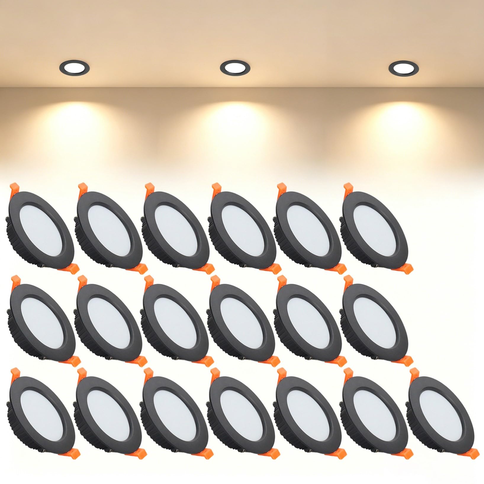VOGHMOLD 5W Ultra Slim LED Downlight Recessed Ceiling Light 2.5 inch, 3000K Spot Lights Black Aluminum Trim, Cut Φ70-75mm, AC110-240V Panel Lighting for Office Hallway Closet, 19 Pack