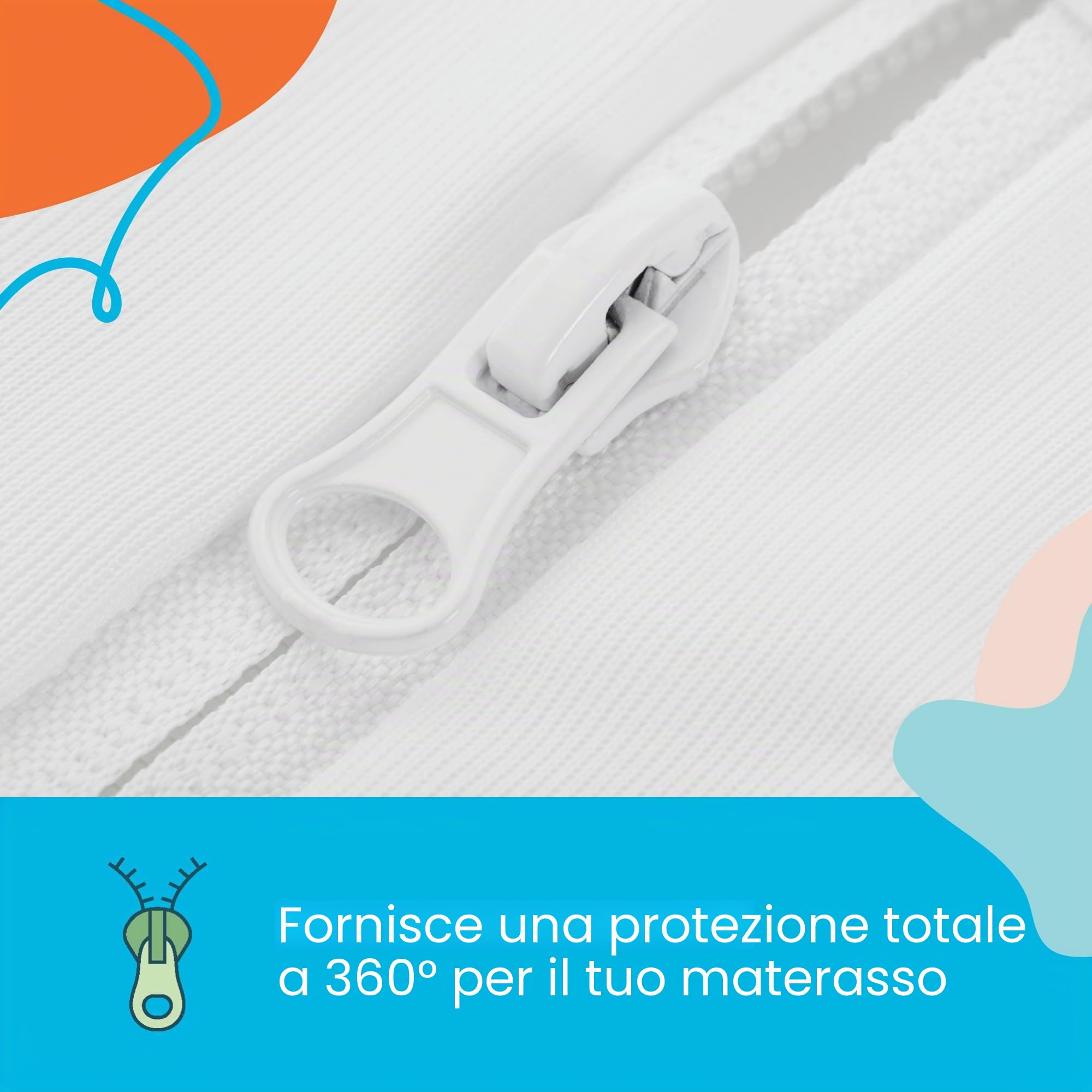 Linenspa Coprimaterasso con Chiusura Lampo Impermeabile e Anti-cimici, Rivestimento Silenzioso e Assorbente, Pieno, Bianco