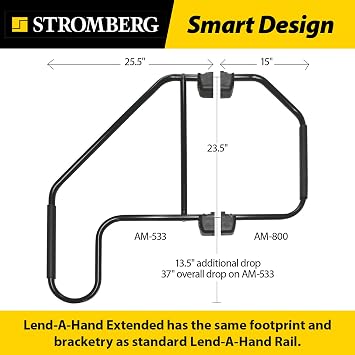Stromberg Carlson AM-533 Lend-A-Hand Extended Assist Rail - RV Handrail, RV Handle Grab Bar by Door, Camper Hand Rail, RV Step Handrail, Trailer Door Handle, Grab Handle, 37 Overall Drop, Black