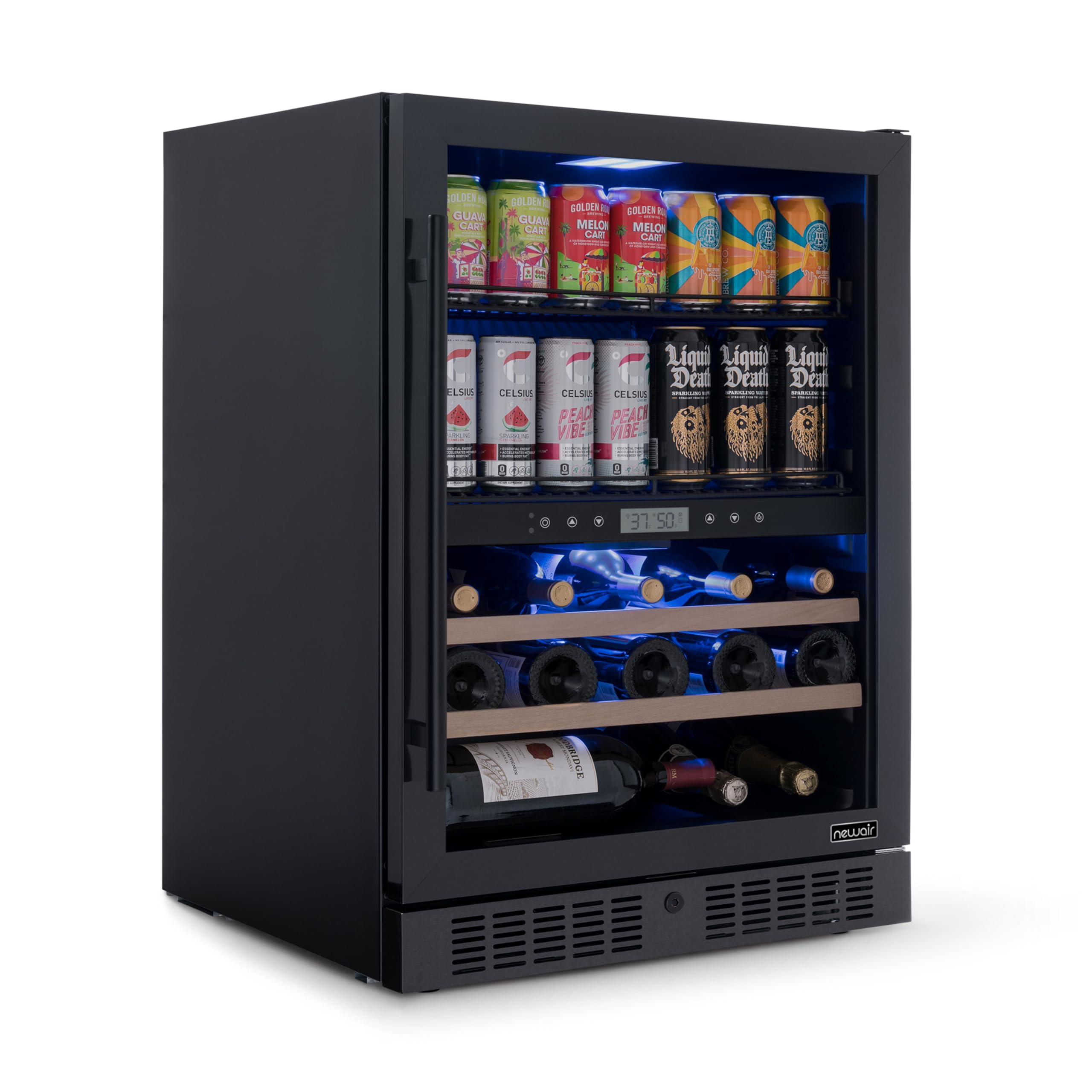 NewAir 24" Dual Zone Beverage Refrigerator & Wine Cooler for 24 Bottles & 100 Cans | Freestanding or Built-In Under Counter Mini Fridge for Beer, Wine and Soda | Stainless Steel | Fridge.com