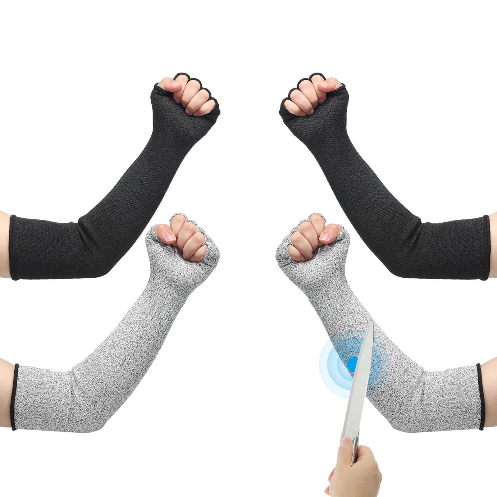 PATIKIL 20 Inch Cut Resistant Sleeves with Finger Grips