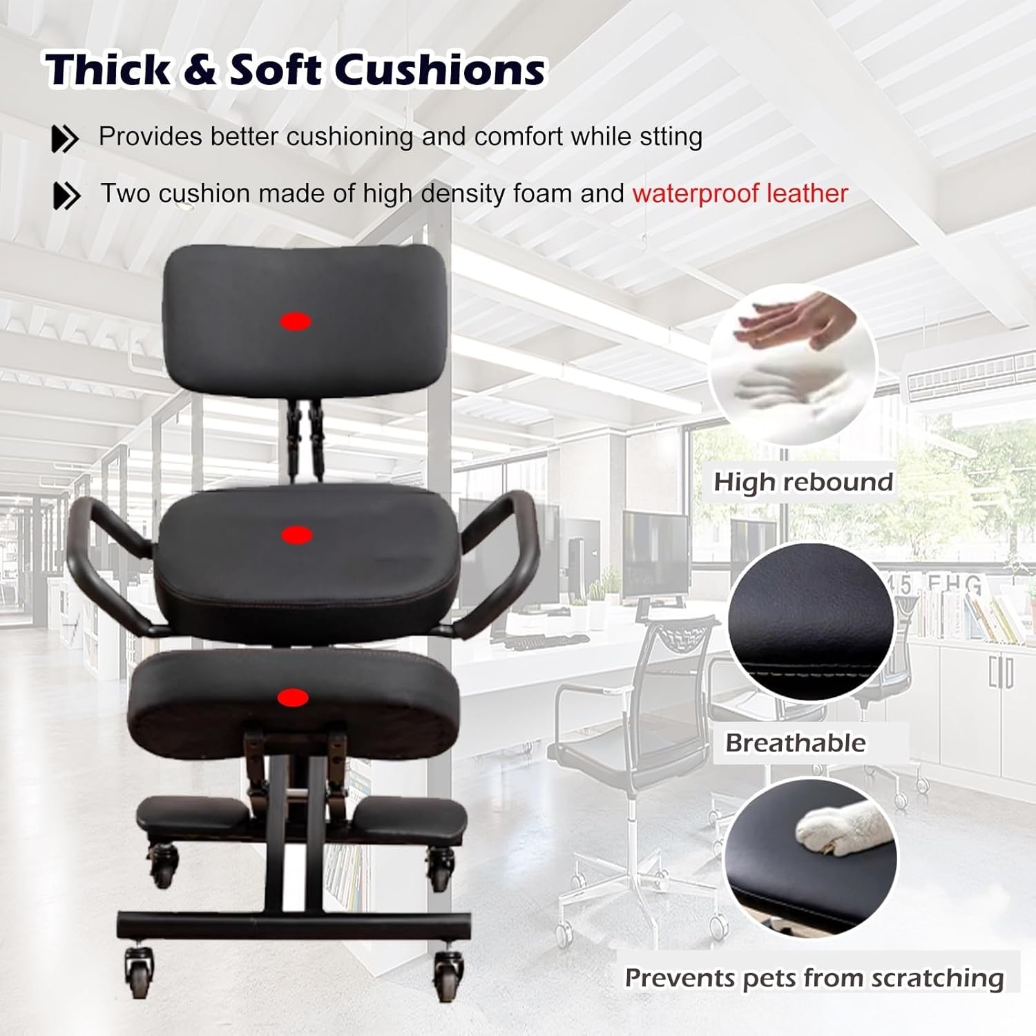 Desk Kneeling Chairs Cross Legged Office Chair with Wheels and Foot Rest, Ergonomic Chair Kneeling Chair with Arm - Posture Chair for Computer Workers Yoga Lovers Meditation Fanatics