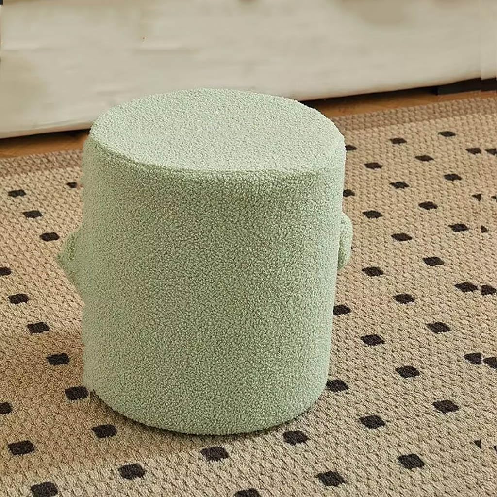 Pouf rond vert en fausse fourrure avec housse lavable et amovible