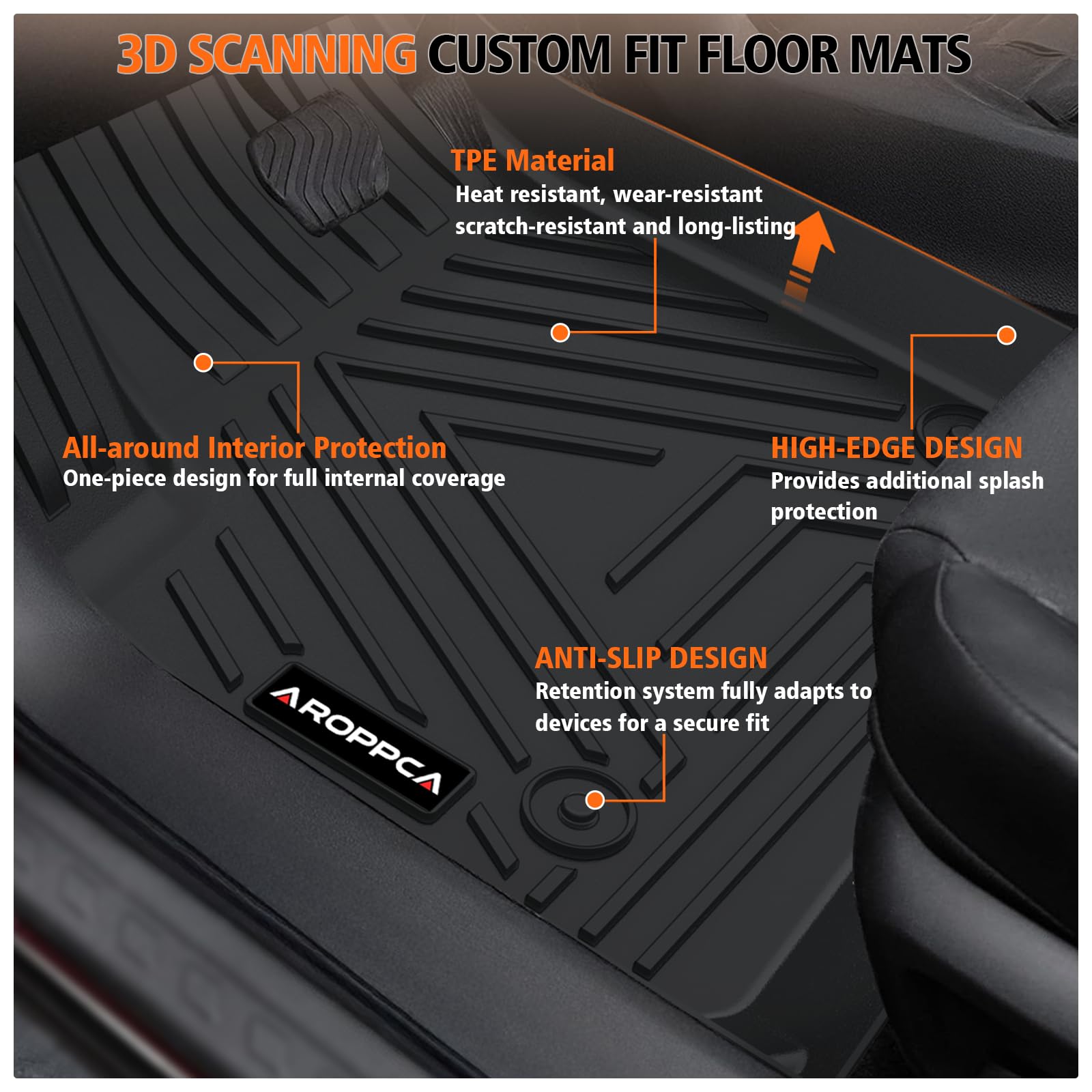 All Weather Car Floor Mats Cargo Liner with Backrest Mat for 2026 Palisade 7 Seater Only Fit Fuel — view 3