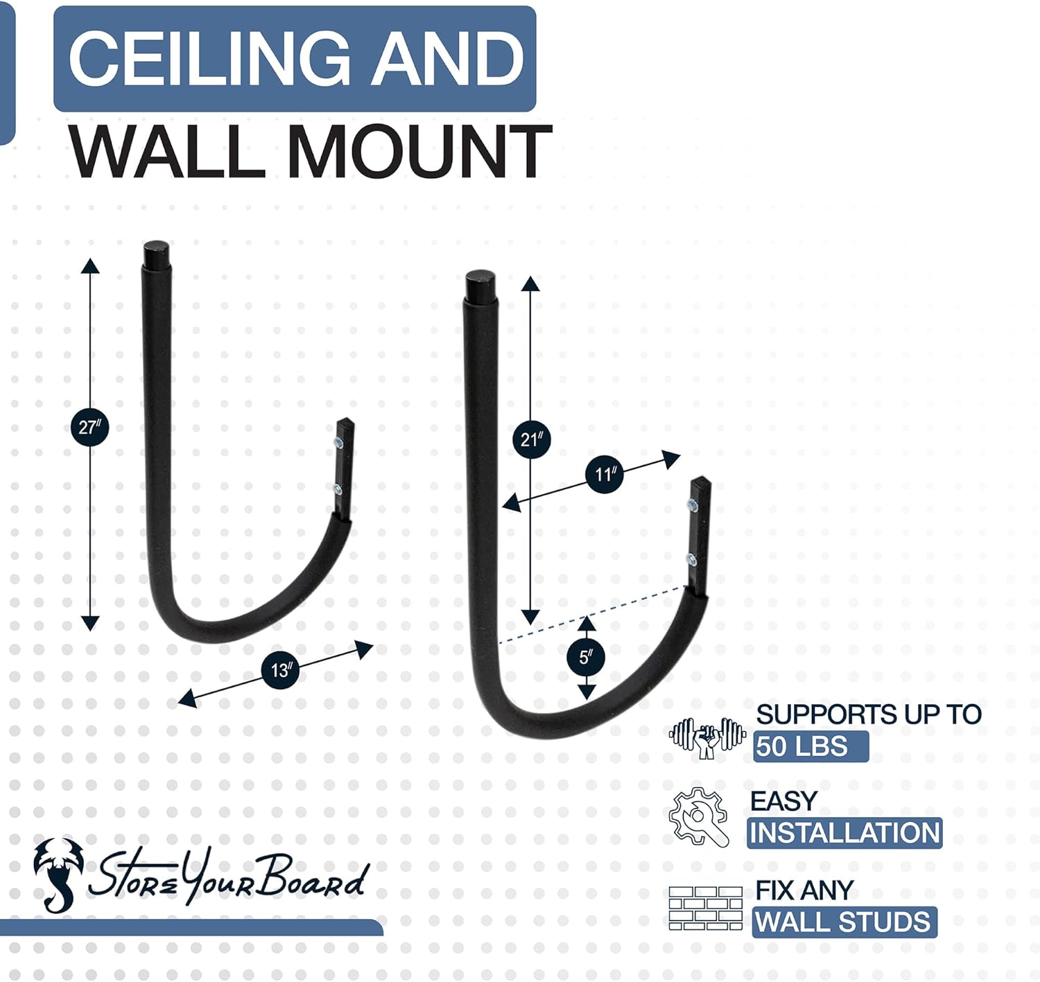 StoreYourBoard Stand Up Paddle Board and Kayak Rack - Surfboard Wall Mount and Garage Ceiling Storage Racks - Heavy-Duty Indoor Board and Paddle Organizer - Space-Saving Kayak Wall Mount - X-Large