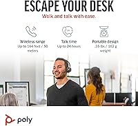 Vista 4 de Poly Voyager 4320 UC Wireless Headset (Plantronics) - Stereo Headphones w/Noise-Canceling Boom Mic - Connect PC/Mac/Mobile via Bluetooth - Works