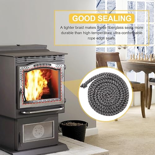 Miniatura 5 de Adviace 1-00-37525 Junta de puerta para estufas de leña Harman Oakwood y Oakleaf, estufa de pellets Harman Accentra FS, reemplazo de cuerda de