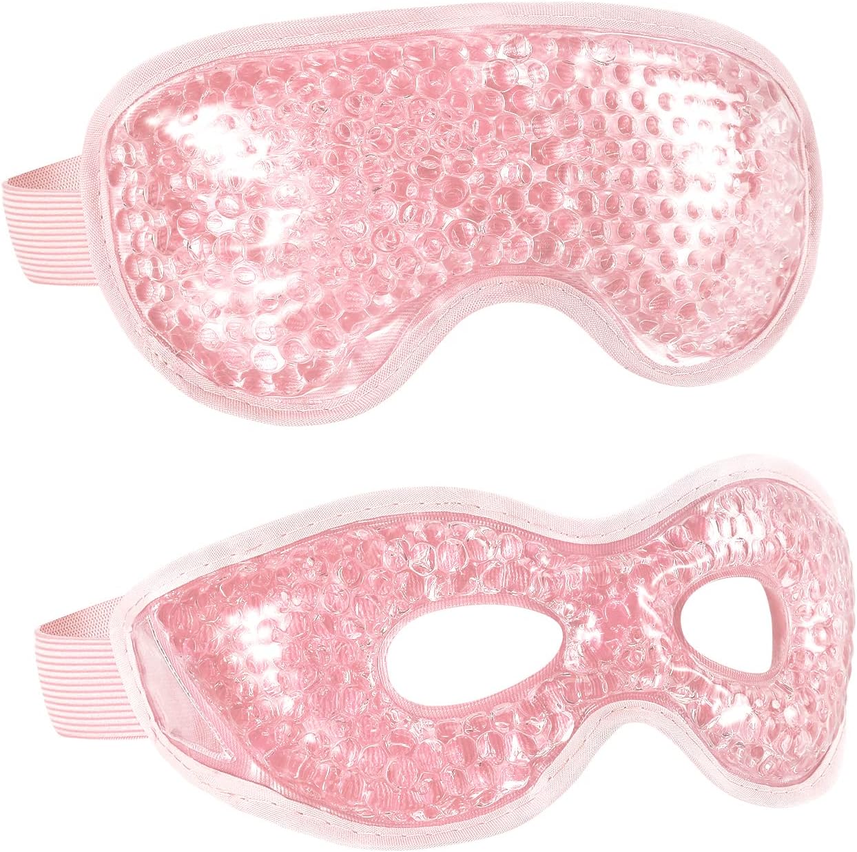 2PCS Gel Eye Mask Reusable Cold Therapy Gel Bead Eye Mask for Puffiness/Dark Circles/Eye Bags/Dry Eyes/Headaches/Migraines/Stress Relief, Cold Compress Mask (Pink)