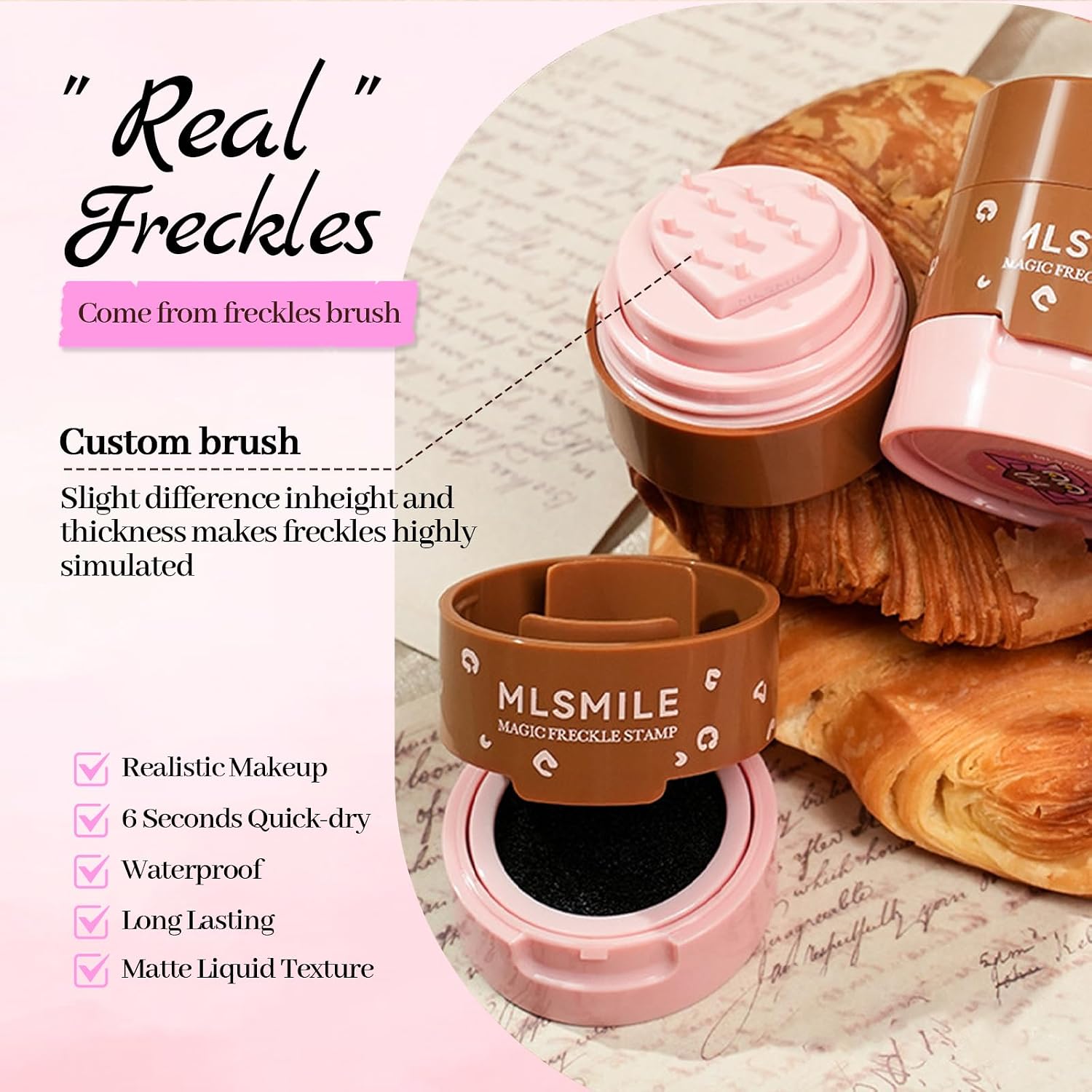 Noerrors Liquid Freckle Stamp, Ten-Point Fake Freckles Stamp Air Cushion, Long Lasting & Waterproof, Easily Create Realistic Lifelike Magic Freckles Stamp, Quick-Dry for Natural Sunkissed Makeup