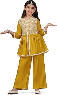 Fashion Dream Girl's Slik Blend Embroidery Salwar Suit|Kids Salwar Suit Set|Embroidered Suit for Girls|Ethnic Wear|Girls S...
