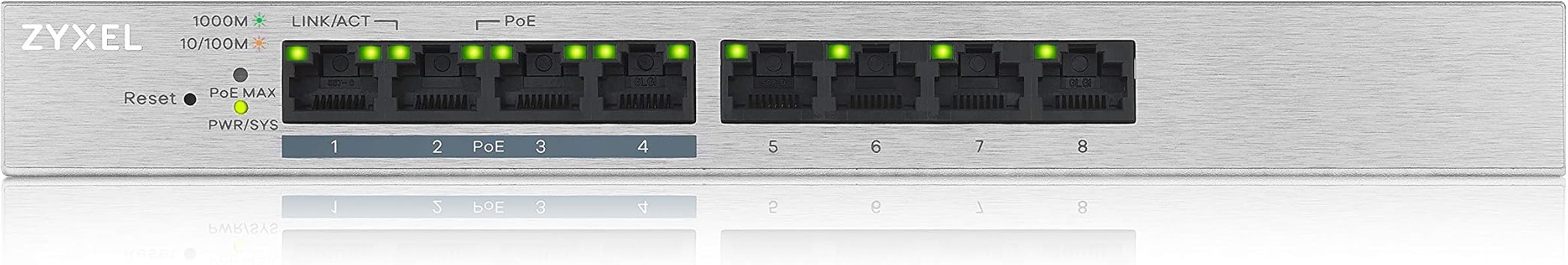 Zyxel GS1200-8HPv2 8-port Gigabit Web / Smart Managed PoE + Switch with a Budget of 60 Watts