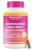 Pink Stork Perimenopause Support for Women – Ashwagandha, Maca Root, Black Cohosh + Dong Quai, Chasteberry, Red Clover – Hormone Balance, Cortisol, Adrenal Support – 60 Vegan Capsules