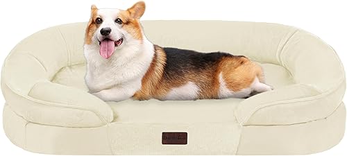 Miniatura 13 de Dwanton - Cama ortopédica para perros grandes con espuma viscoelástica de gel, sofá impermeable para perros, cama lavable para mascotas con cojín de